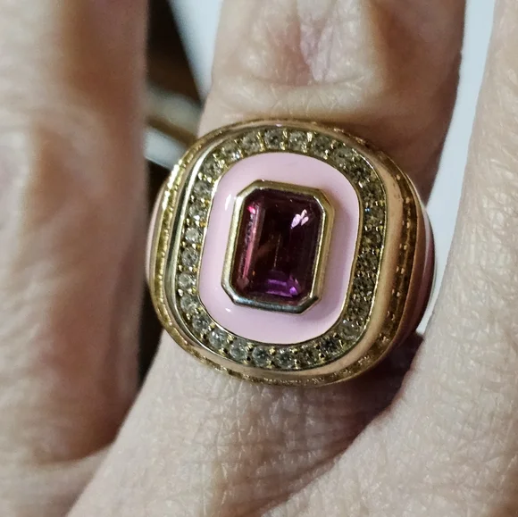 Genuine Carol Brodie Rarities Pink Topaz Ring in 14k over Sterling Silver Sz 5! - Picture 6 of 6